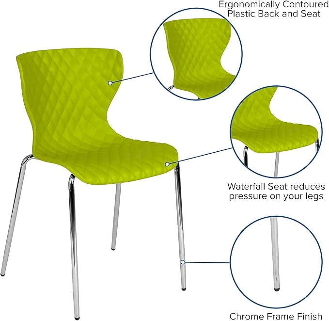 Flash Furniture Lowell Contemporary Design Citrus Green Plastic Stack Chair