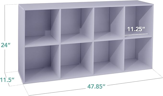 Best Choice Products Kids Bookcase 8-Cube Storage Organizer, 11in Shelf Opening, Bookshelf, Toy Storage, Customizable w/ 3 Removable Back Panels – Lavender