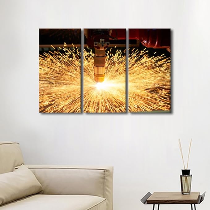 Framed Art Wall Decor Laser Cutting Metalworking Canvas Art Paintings Wall Decor Factory Canvas Prints Wall Art 3 Piece Wall Art Living Room Wall Art Modern Artwork Wall Hanging, 42x28 Inch