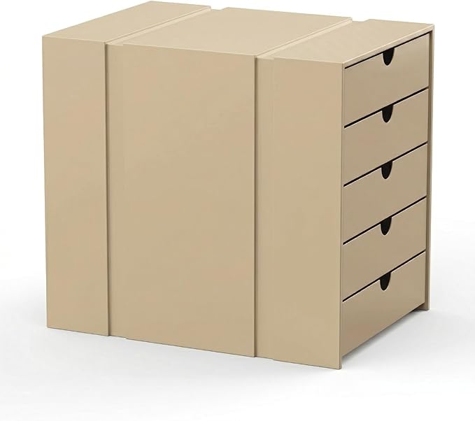 Modern Steel 5-Drawer File Cabinet For Desk, Document Storage Box, Office Desktop Filing Organizer, Drawer Organizer, desk caddy (Milktea)