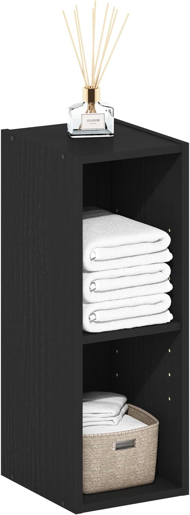 Furinno Fulda Book Shelf, 2-Tier Narrow Bookshelf, Bookcase with 8-in Width Storage Shelf, 9.3 x 7.9 x 21.2, for Living Room, Bedroom, Home Office, Darkwood