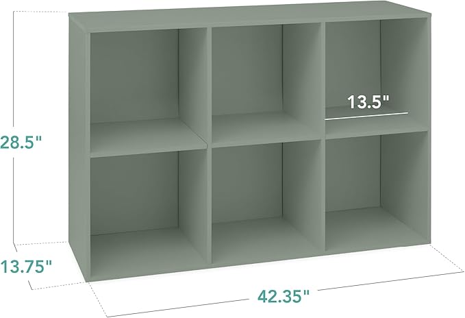 Best Choice Products Kids Bookcase 6-Cube Storage Organizer, 13.5in Shelf Opening, Bookshelf, Toy Storage, Customizable w/ 3 Removable Back Panels – Sage