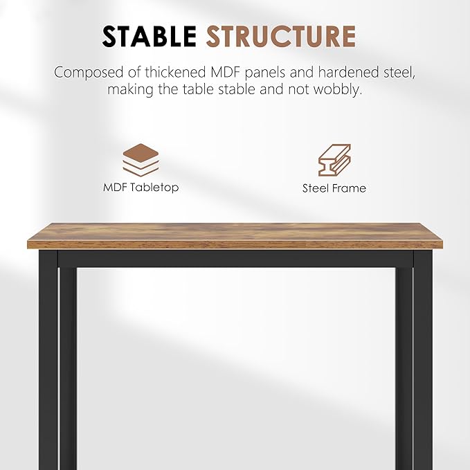 SogesHome 31.5inches Computer Desk PC Desk Office Desk Workstation for Home Office Use Writing Table, Vintage Brwon(31.5''Lx31.5''W)