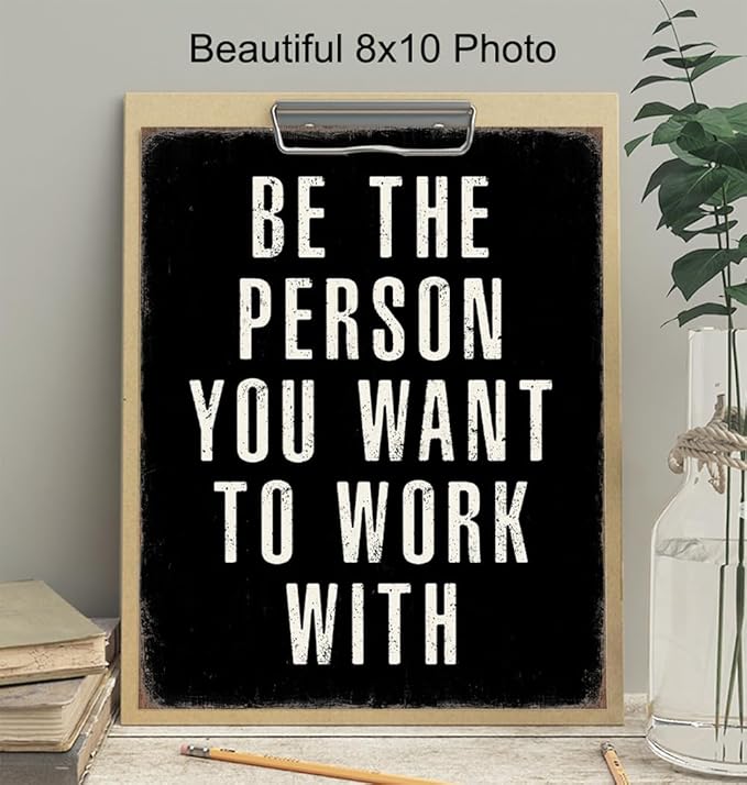 Office Inspirational Wall Art - positive Quotes Wall Decor - Motivational Wall Art - Best Office Work- Black Work Decorations - Inspiring Teamwork Picture- Mens Decor - Success Wall Art Print