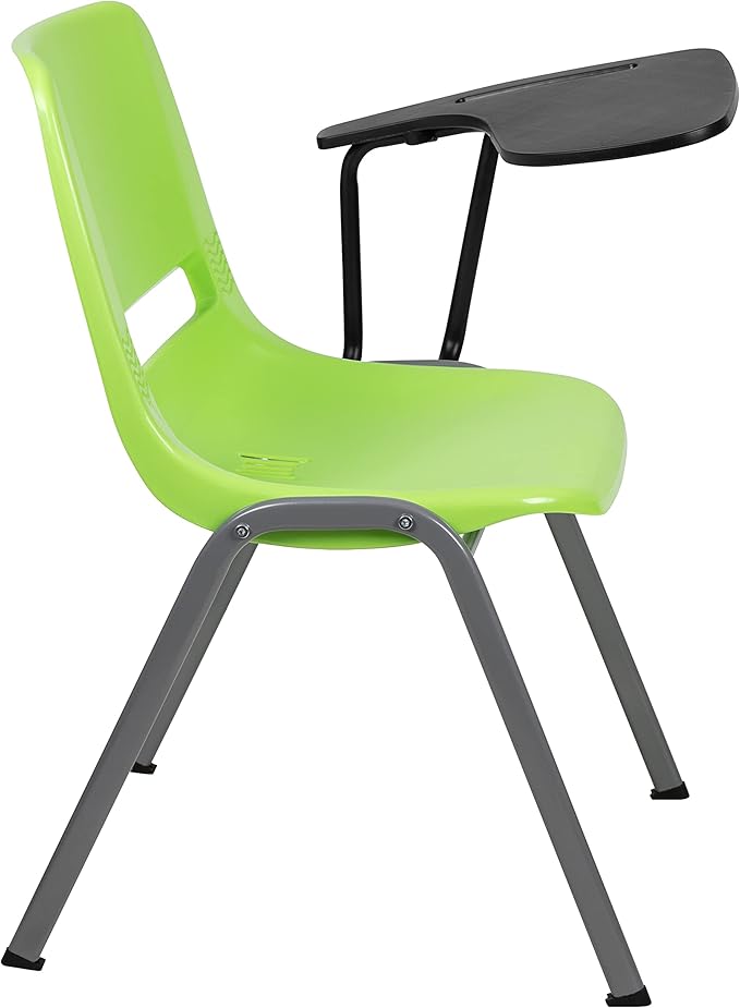 Flash Furniture Green Ergonomic Shell Chair with Left Handed Flip-Up Tablet Arm