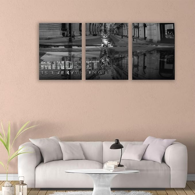 Large Canvas Motivational Quotes Wall Art Ability Motivation Attitude Inspirational Office Posters Prints 3 Piece Home Decor Entrepreneur Office Words Quote Decoration Ready to Hang - 48" W x 24" H
