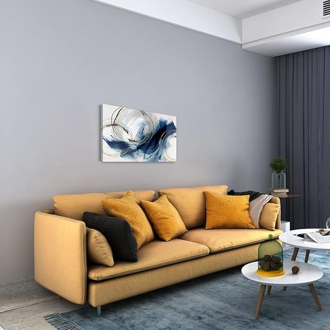 Wall Art Canvas Abstract Art Paintings Blue Fantasy Colorful Graffiti on White Background Modern Artwork Decor for Living Room Bedroom Kitchen 24x16in