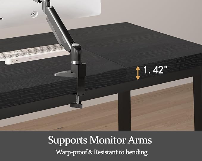 78.7 Inch Large Computer Desk, Modern Office Desk with Deep Desktop, Spacious Gaming Desk for 2 People, Study Writing Workstation for Home Office, Work from Home, Easy Assembly, Black