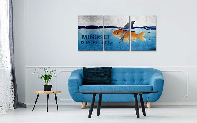 Yatsen Bridge Inspirational Canvas Picture Mindset is Everything Wall Art Motivational Posters Inspiring Entrepreneur Quotes Print Artwork Painting Home Office Decor for Teens School Framed(60"Wx28"H)