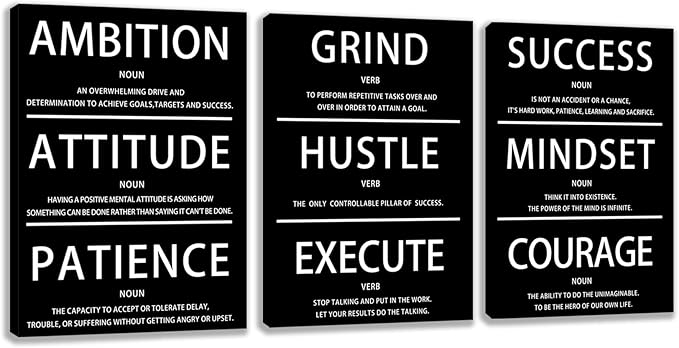 3 Panel Print Canvas Wall Art Motivational Office Wall Decor Painting Inspirational Posters Modern Inspiring Artwork for Home Living Room Bedroom Wall Decor Office Wall Art Ready to Hang - 36"Wx 16"H