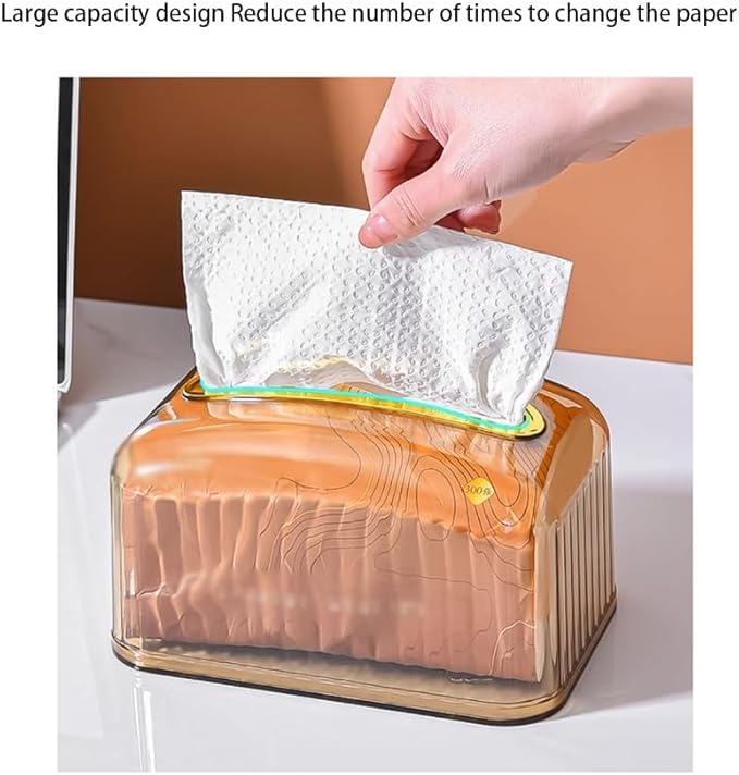 Stylish Tissue Box Spring Tissue Box and High-end Tissue Box Rectangular Tissue Holder for Vanity Bathroom Kitchen Office Room Home Decor Modern Tissue Box (Color : Amber) (White)