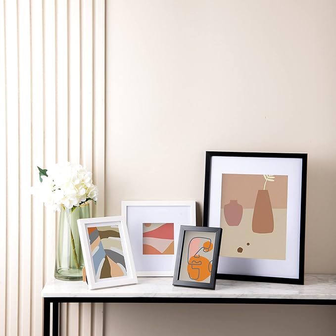 KINLINK 4x6 Picture Frame Black Set of 6, Wooden Photo Frames with Plexiglass for 4x6 without Mat for Table and Wall Display