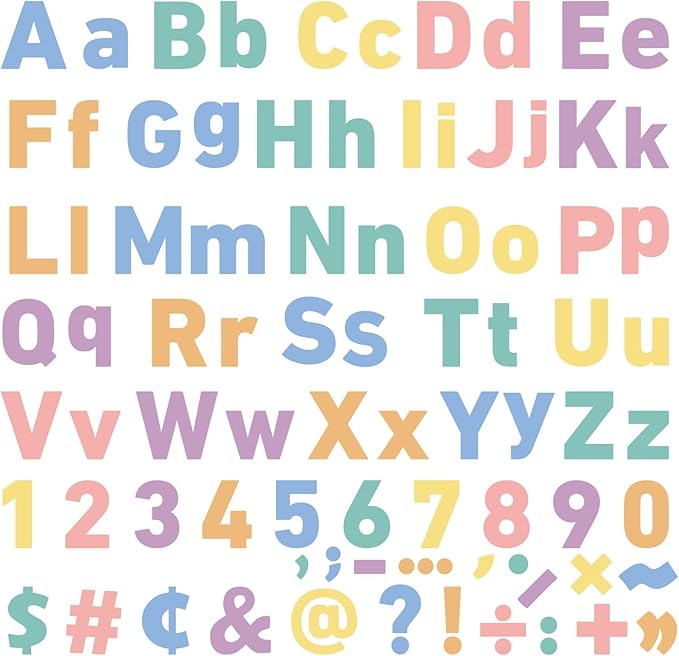 260 PCS Bulletin Board Letters for Classroom 4” Letters Combo Pack Set Colorful Boho Classroom Decorations Alphabet Numbers Symbols Letters for Bulletin Board Cutouts Card for Classroom Decor