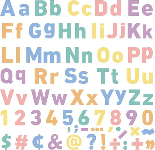 260 PCS Bulletin Board Letters for Classroom 4” Letters Combo Pack Set Colorful Boho Classroom Decorations Alphabet Numbers Symbols Letters for Bulletin Board Cutouts Card for Classroom Decor