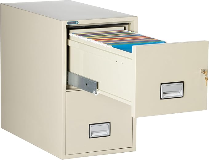 31 inch 2-Drawer Vertical Fireproof File Cabinet – Letter Size Filing – Key Lock – Water Resistant Seal – Fire and Impact Rated – Putty Finish – Model LTR2W31P