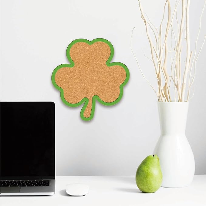 CRASPIRE Clover Pin Cork Board Framed Bulletin Display Badge Wooden Decorative Corkboard 9.84 x 10.43in Wall Mounted Memory Memo Brooch Lapel Holder Storage for Home School Classroom St. Patrick's Day