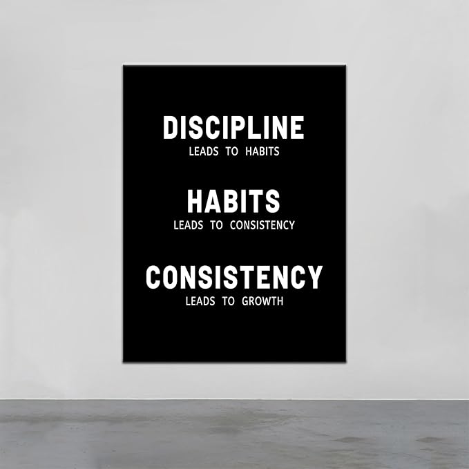 Inspirational Canvas Wall Art Discipline Consistency Quotes Motivational Wall Decor for Office Positive Poster Print Artwork for Modern Home Living Room Gym Wall Decor Ready to Hang [30''Wx 40''H]