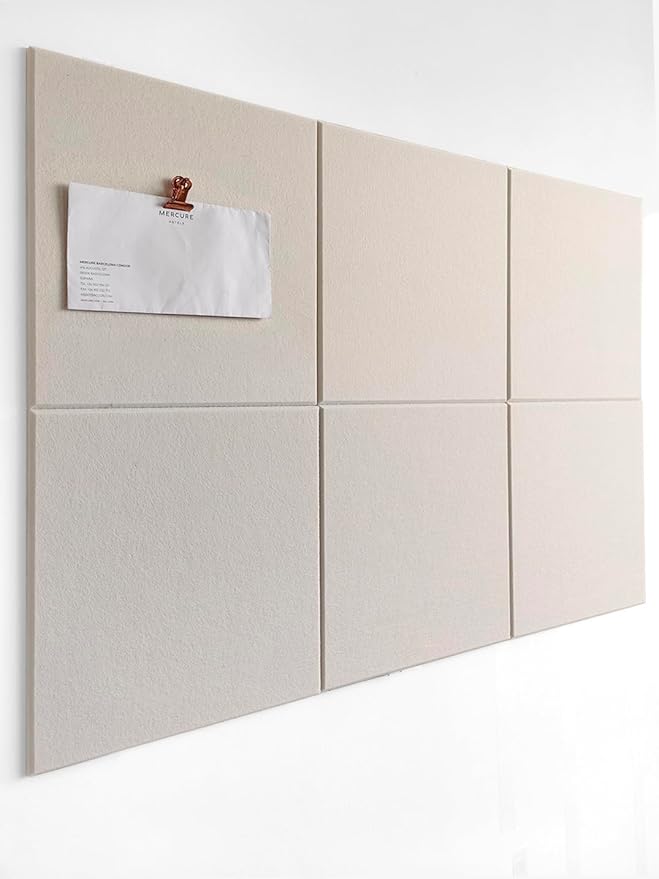 Cork Board 24 x36 Alternative - 6 Pack Felt Wall Tiles with Safe Removable Adhesive Tabs, Cork Boards for Walls Cork Board for Home Office Pin Board Tack Board - Beige