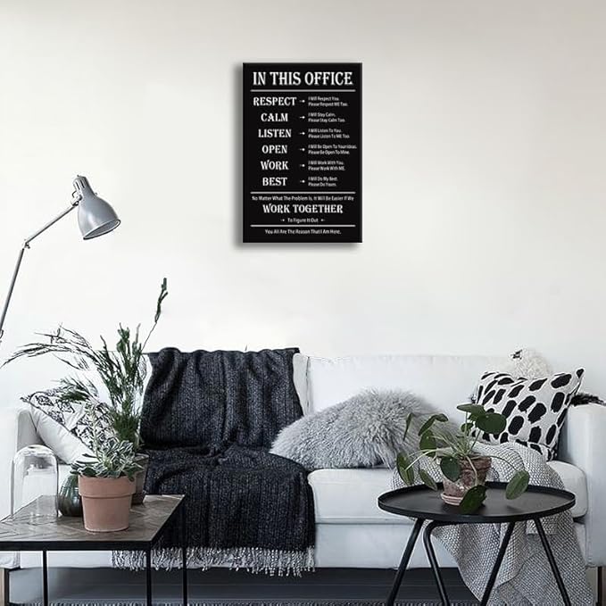 Motivational Canvas Wall Art for Office Wall Decor Inspirational Teamwork Theme Painting Posters In This Office Canvas Prints Artwork Framed Wall Art for Bedroom Modern Company Decor[12''W x 18''H]