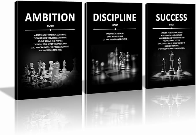 Xbolu Motivational Wall Decor Success Wall Art Inspirational Quotes Pictures Motivational Posters Framed Canvas Wall Art Prints Goal Artwork Home Office Wall Decor Ready to Hang