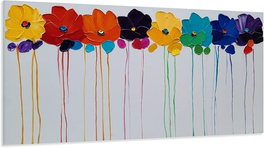 YHSKY ARTS Exquisite Handcrafted Chromatic Floral Oil Painting: A Masterpiece of Botanical Artistry for Interior Aesthetics
