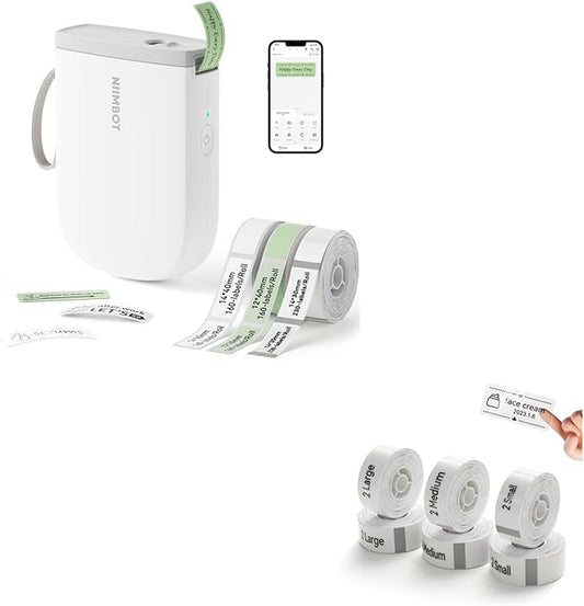 NIIMBOT D11 New Version Label Maker Machine with 3 Rolls Tape, 300DPI Bluetooth Label Printer, Portable Thermal Printer, Sticker Maker for Organizing Home Office School+Extra 6 Rolls Tapes
