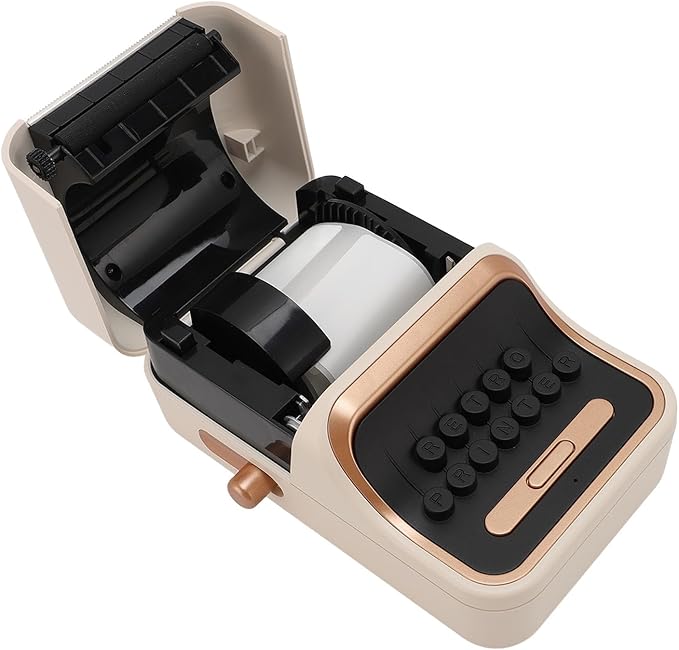 Label Printer Portable Label Printer Desktop Thermal Label Printer for 30 to 52mm Vintage Style Labels for Office, Home, Work