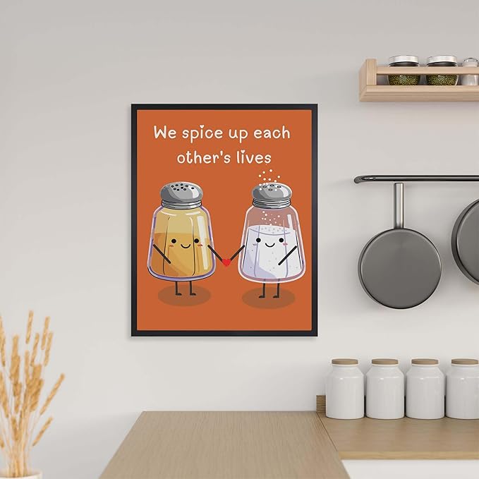 ALPINE INK CO. Cute Spice Love Art Glossy Poster - Playful Salt and Pepper Character Illustration - Sweet Kitchen Wall Decor - Cozy Home Art Print - Thoughtful Gift Idea - 11x14 Unframed Glossy Print