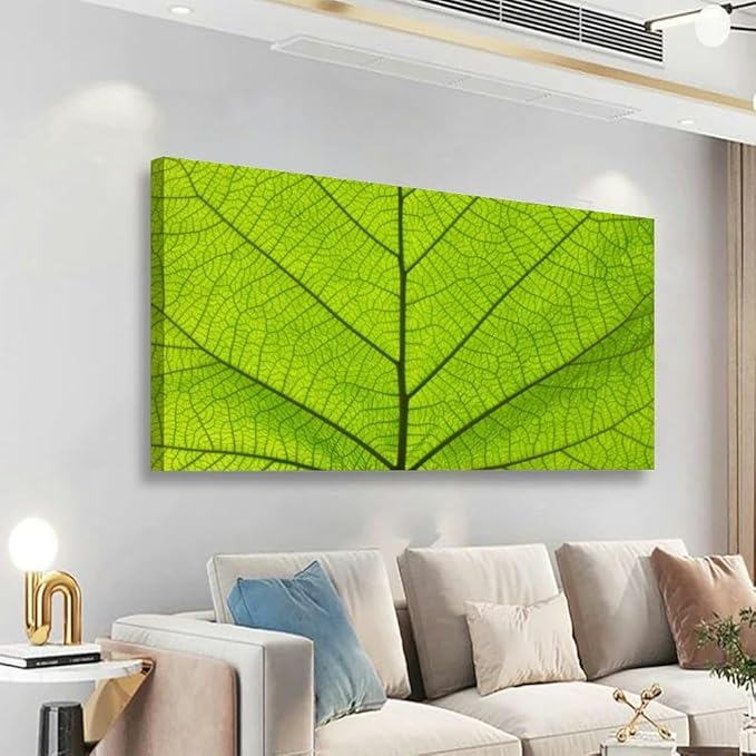 TIGTMULERLY Wall Art Frame Gallery Wall Decor Extreme close up green leaf veins Modern Canvas Prints Artwork for Living Room Bedroom Office Kitchen 48x24Inch