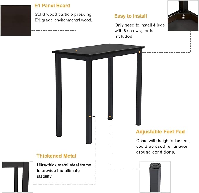 SogesPower 31" Study Computer Desk, Small Writing Desk, Modern Simple Style PC Table for Home Office, Black
