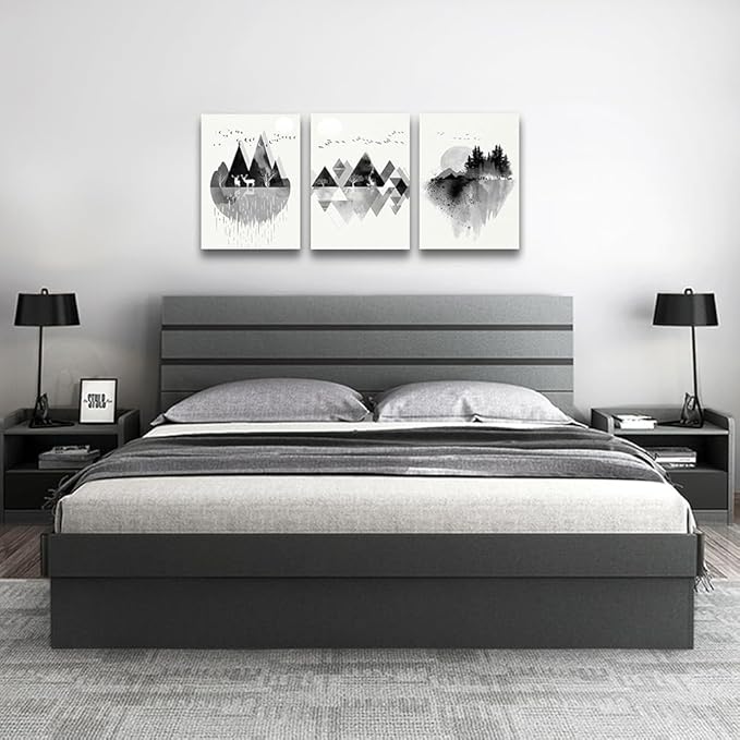 Lapremoly Black And White Geometry Wall Paintings Large Wall Art For Living Room Abstract Wall Decor For Bedroom Office Decoration Wall Pictures Modern Framed Canvas Wall Posters 20x28 Inch 3 Piece