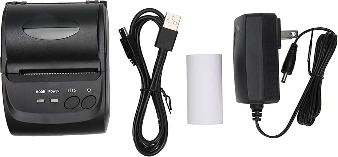 Thermal Printer 100 ‑ 240V 58mm BT4.0 90mm / s 100km TPH 203DPI Receipt Printer Thermal Label Printer USB Interface Shipping Label Printer for Office Logistics (US Plug)
