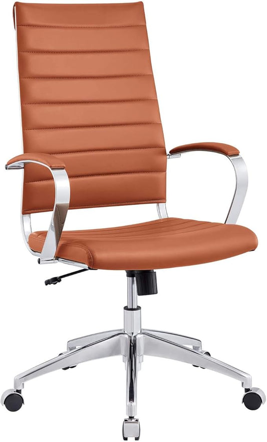 Modway Jive Ribbed High Back Tall Executive Swivel Office Chair With Arms In Terracotta