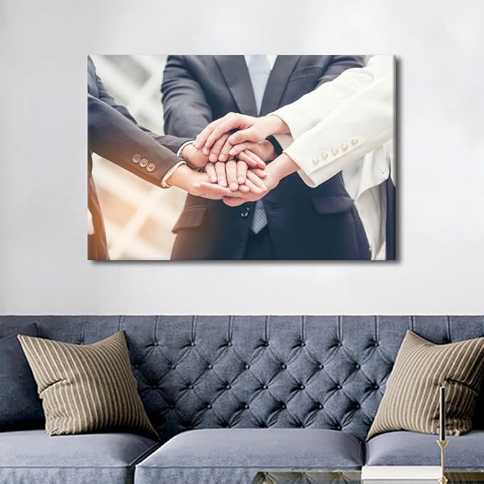 Large Wall Art Business Teamwork Concept Pictures Modern Motivational Inspirational Success Teamwork Posters Canvas Art Wall Decor for Office Framed 1 Panel (24" Wx36 H)