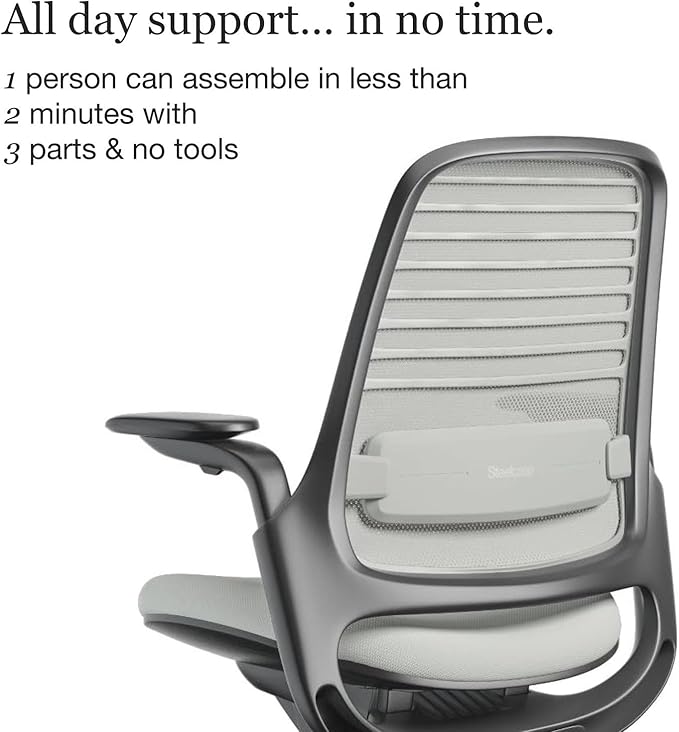 Steelcase Series 1 Office Chair - Ergonomic Work Chair with Wheels for Carpet - Helps Support Productivity - Weight-Activated Controls, Back & Arm Support - Easy Assembly - Nickel