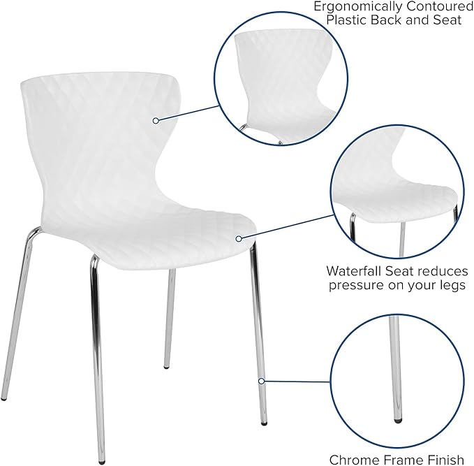 Flash Furniture 4 Pack Lowell Contemporary Design White Plastic Stack Chair