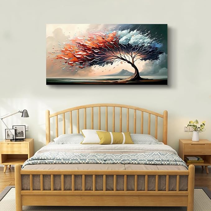 MHARTK66 Wall Decorations For Living Room Large Canvas Wall Art For Office Bedroom Decor Tree Landscape Abstract Wall Paintings Framed Prints Pictures Artwork Modern Hotel Room Home Decor 24x48 In
