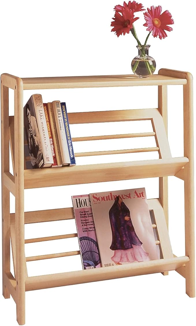 Winsome Mission Beech Wood 4-Tier Bookshelf with Slanted Shelf, Natural (82430)