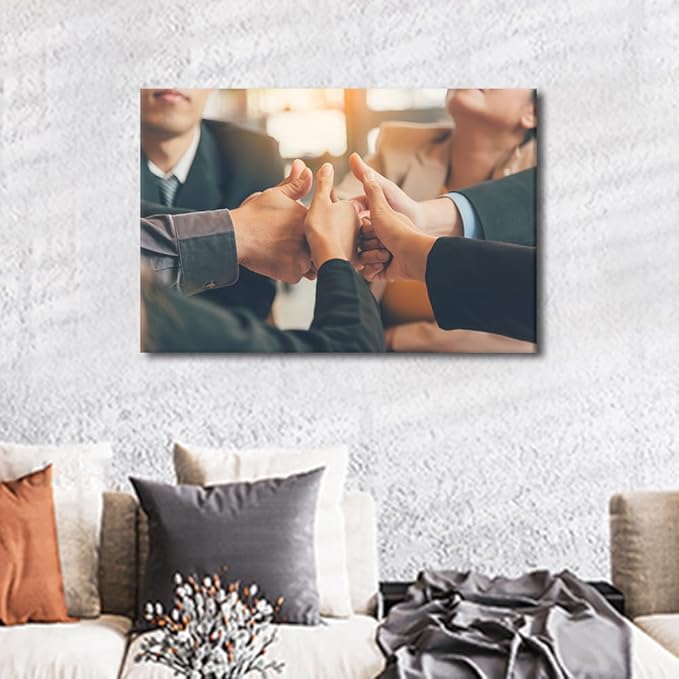 TUMOVO Wall Art For Office Multiethnic People Group Working Togetherness Pictures 1 Panel Inspirational Wall Art Positive Modern Decor Poster Canvas Print (16" Wx24 H)