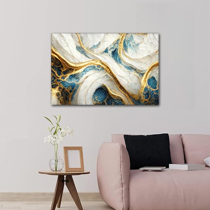 Abstract Canvas Wall Art for Home Modern Canvas Decor Digital Art Marbling Texture Poster Printing 1 Panel Canvas Artwork for Restaurant Corridor Store Wall Decor Stretched Ready to Hang 36x24 in