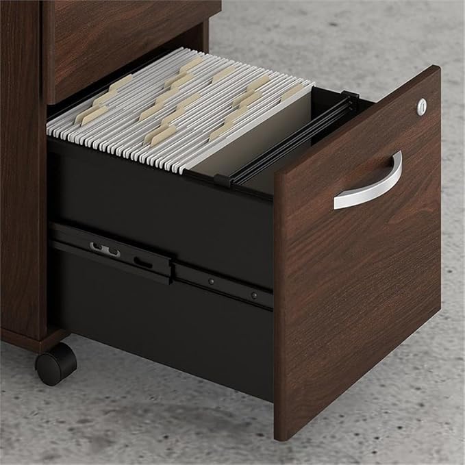Bush Business Furniture Studio C Office Desk with Mobile File Cabinet, 72W x 30D, Black Walnut