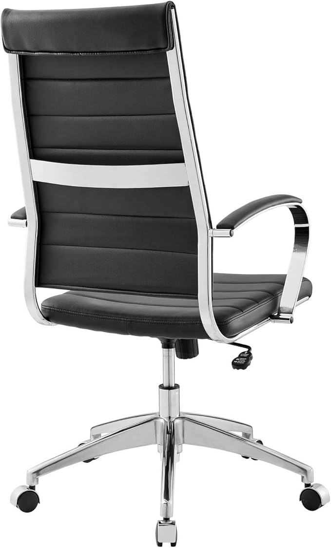 Modway Jive Ribbed High Back Tall Executive Swivel Office Chair With Arms In Black