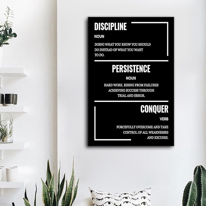 Inspirational Canvas Wall Art Motivational Wall Decor Discipline Poster Print Artwork Positive Picture Painting for Modern Home Classroom Workplace Hallway Modern Office Decoration [24''Wx36''H]