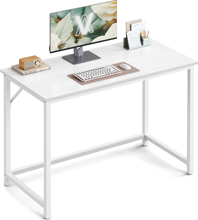 VASAGLE Computer Desk, Office Work Desk, 39.4 x 19.7 x 29.9 Inches, for Study, Bedroom, Home Office, Living Room, Maple White and Cloud White ULWD041W44