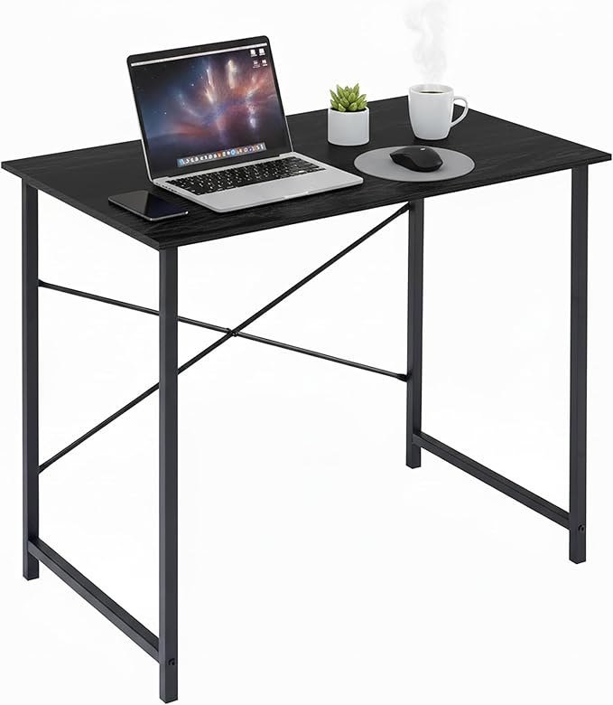 Computer Desk 32 Inch, Simple Home Office Desk Study Writing Table, Sturdy Metal Frame, Scratch-Resistant MDF Desktop for Bedroom Dorm Workspace Small Space, Black