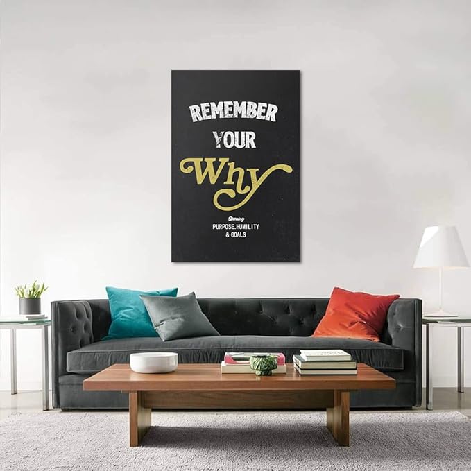 Yatsen Bridge Remember Your Why-Inspirational Office Quotes Wall Art Purpose Humility & Goals Verbs Artwork Easy to Hang-28x44 inches