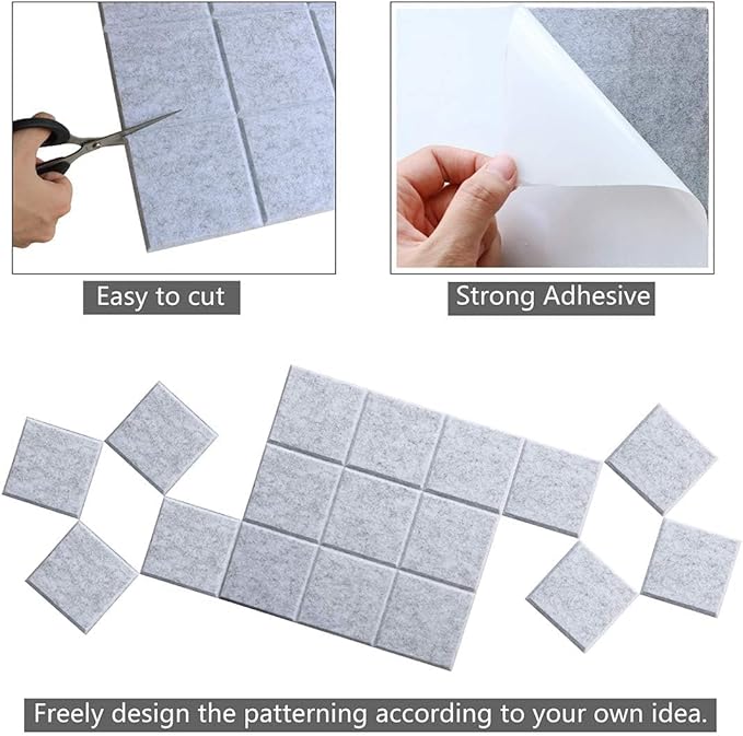 36" x 24" Large Black Cork Board Alternative - 6 Pack Felt Bulletin Board with 30 Push Pins, Felt Wall Tiles Pin Board for Walls Office Home School Decor, Aesthetic Cork Squares, Light Gray