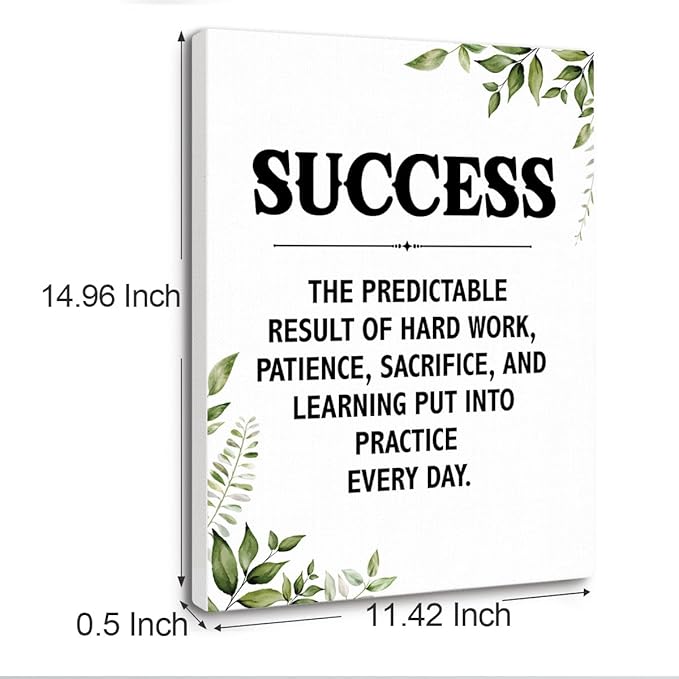 Gwisml Success Quotes Wall Decor, Inspirational Quotes Canvas Frame Paintings For Office Home Workplace Wall Art Decor