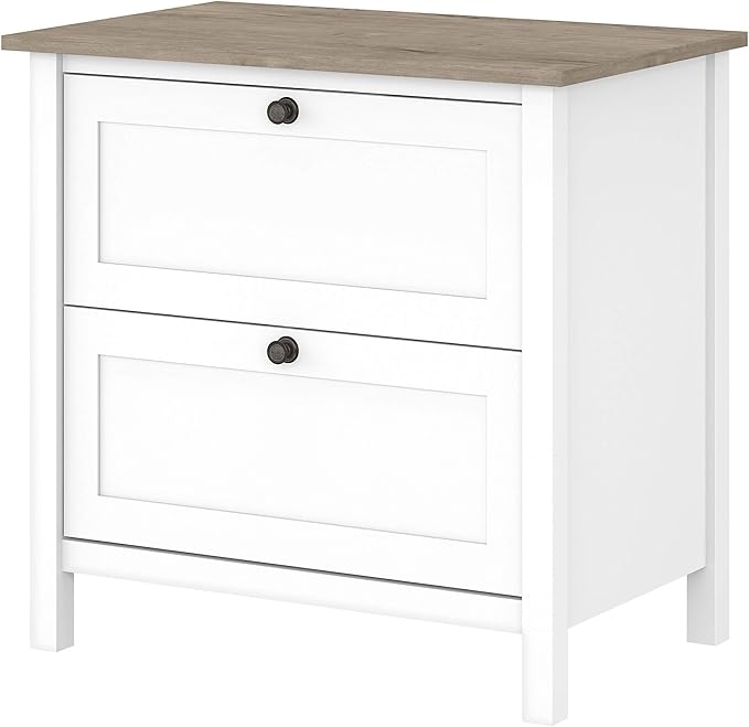2 Drawer Lateral File Cabinet White Rustic MDF