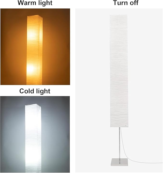 Paper Floor Lamp, Japanese Floor Lamp with Rice Paper Lamp Shade, Corner Paper Lantern Floor Lamp for Bedroom, Office, Living Room Whit No Bulb (Square 2 Pack)